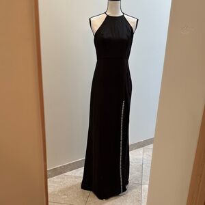 Lulu's Black Halter Slit Maxi Dress